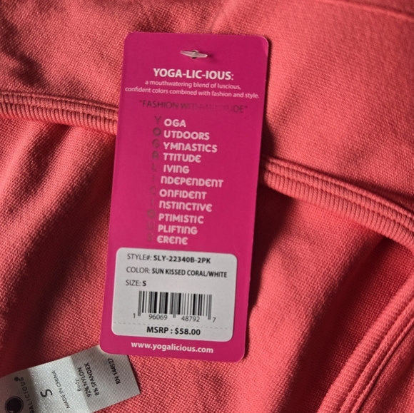 Yogalicious SMALL Coral Sleeveless Crop Top - Picture 4 of 5